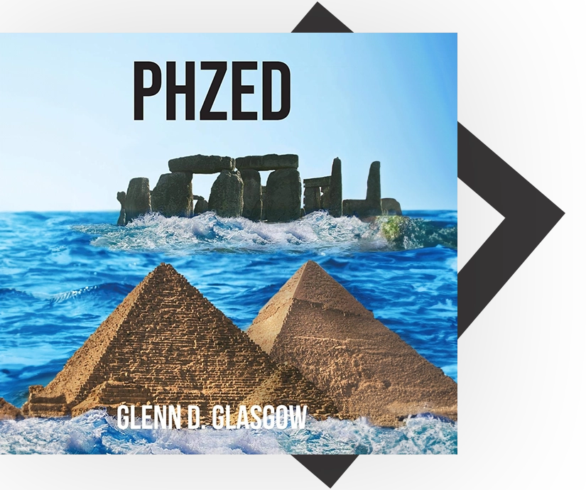 A book cover with an image of pyramids and water.